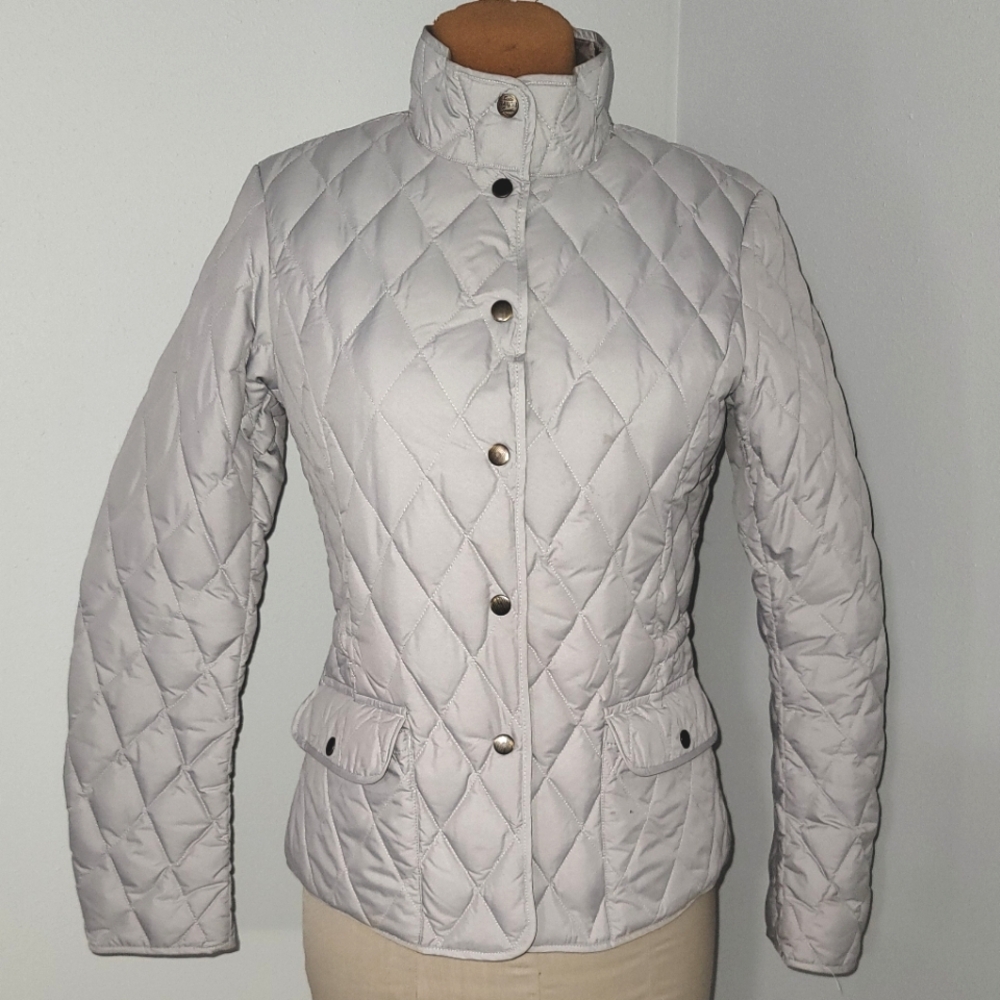 Eddie Bauer silver/gray quilted goose down Sz MT - Picture 2 of 16